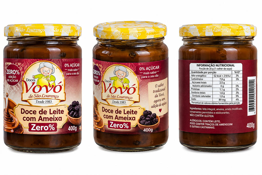 Kit de 3 Potes de Doce de Leite com Ameixa da Vovó Pote de 400 g - Total 1,200 Kg