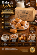 Kit de Três Pacote de Bala de Leite - Pacote com 250g - Total 750g