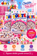 Kit 3 Pacotes Bala Chicle Bolete Dori 1,8kg Tutti-Frutti