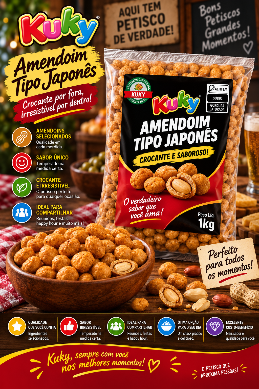 Amendoim tipo Japonês Kuky - Pacote com 1 Kg