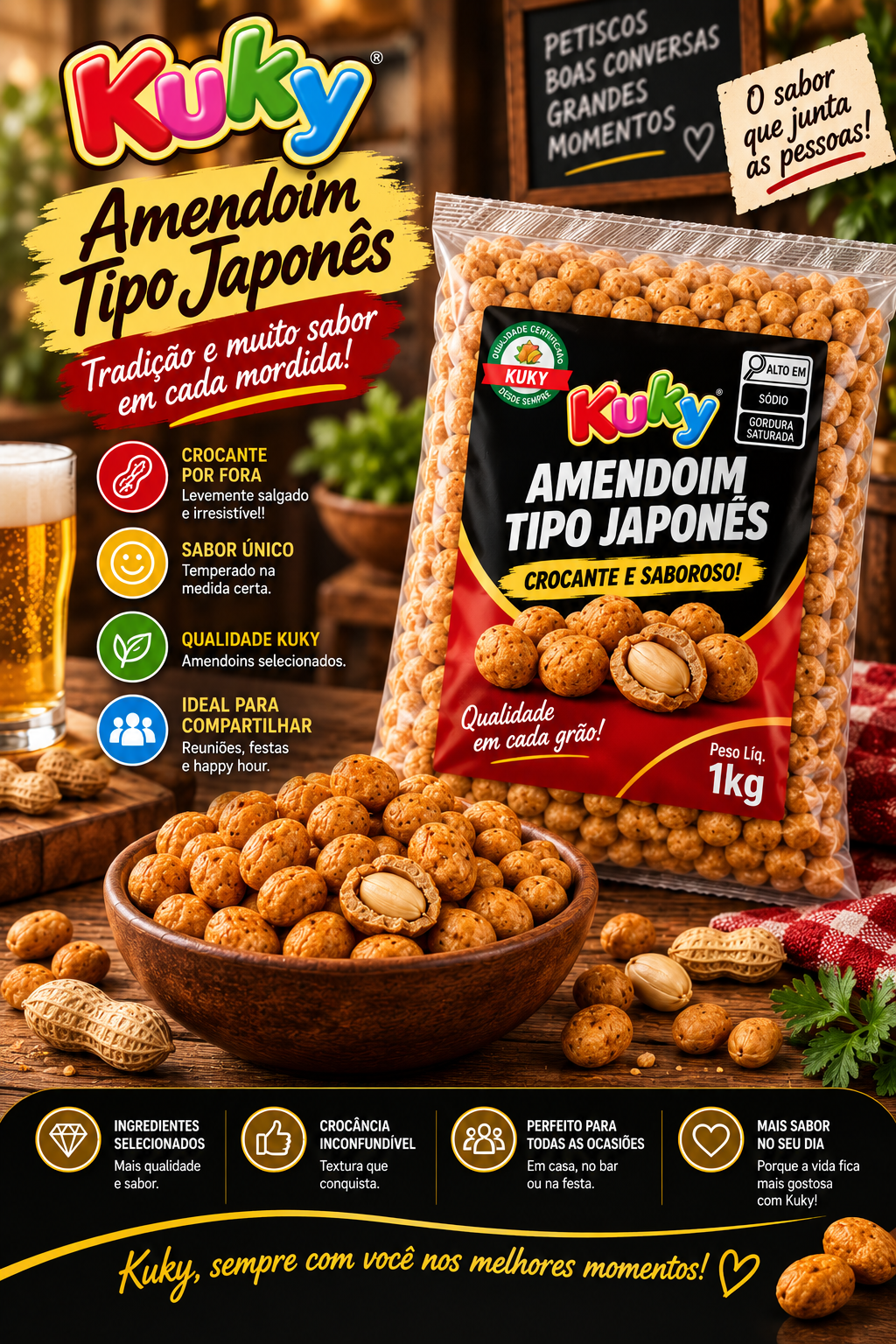 Amendoim tipo Japonês Kuky - Pacote com 1 Kg