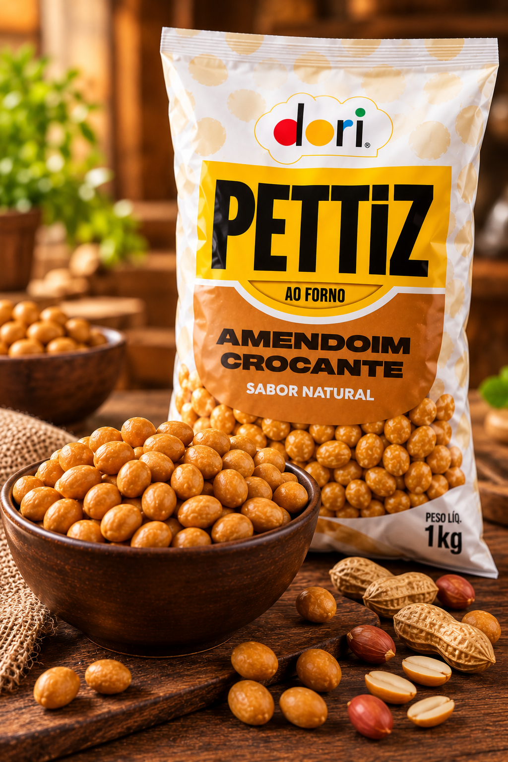 Amendoim Crocante Sabor Natural Pettiz Dori Pacote com 1 Kg