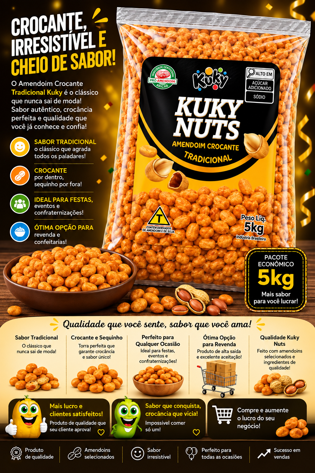 Amendoim Crocante Tradicional Kuky - Pacote 5Kg