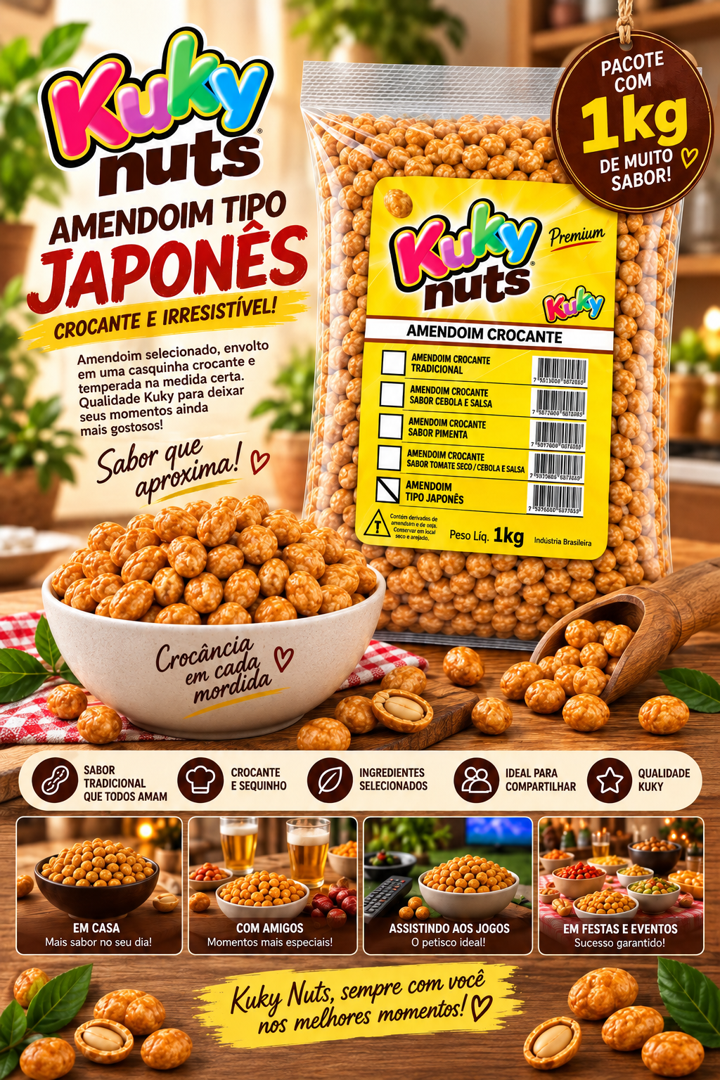 Amendoim Tipo Japonês Kuky - Pacote com 5 Kg