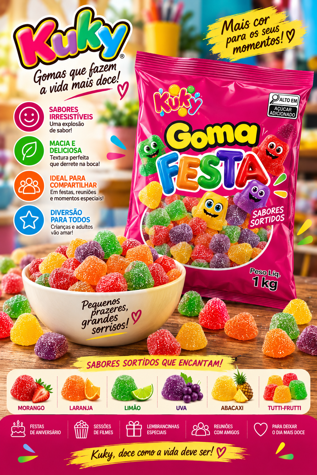 Goma Festa Kuky Pacote 1 Kilo
