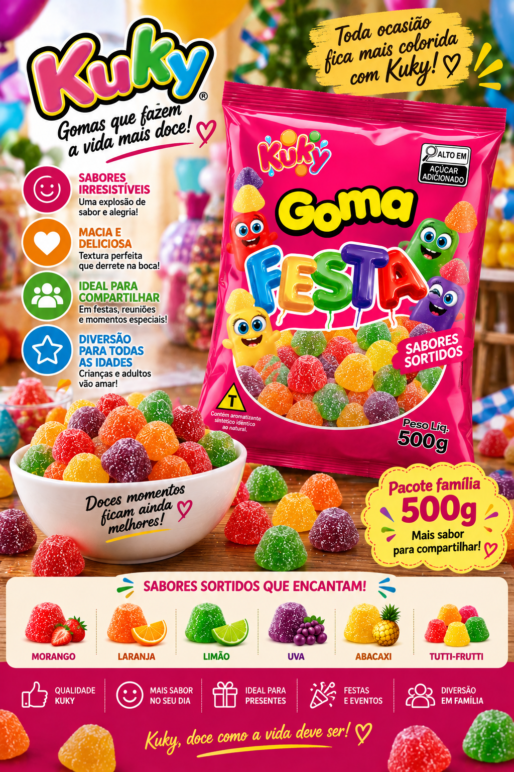 Goma Festa Pacote com 500 Gramas