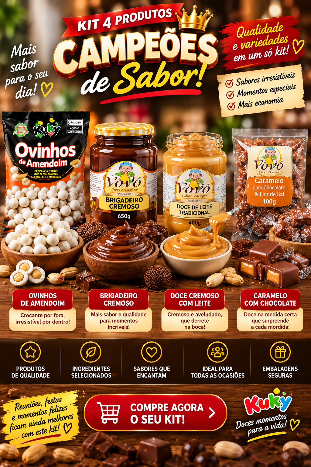 Kit Doces e Guloseimas - 4 Produtos Campeões de Venda  (Frete Grátis)