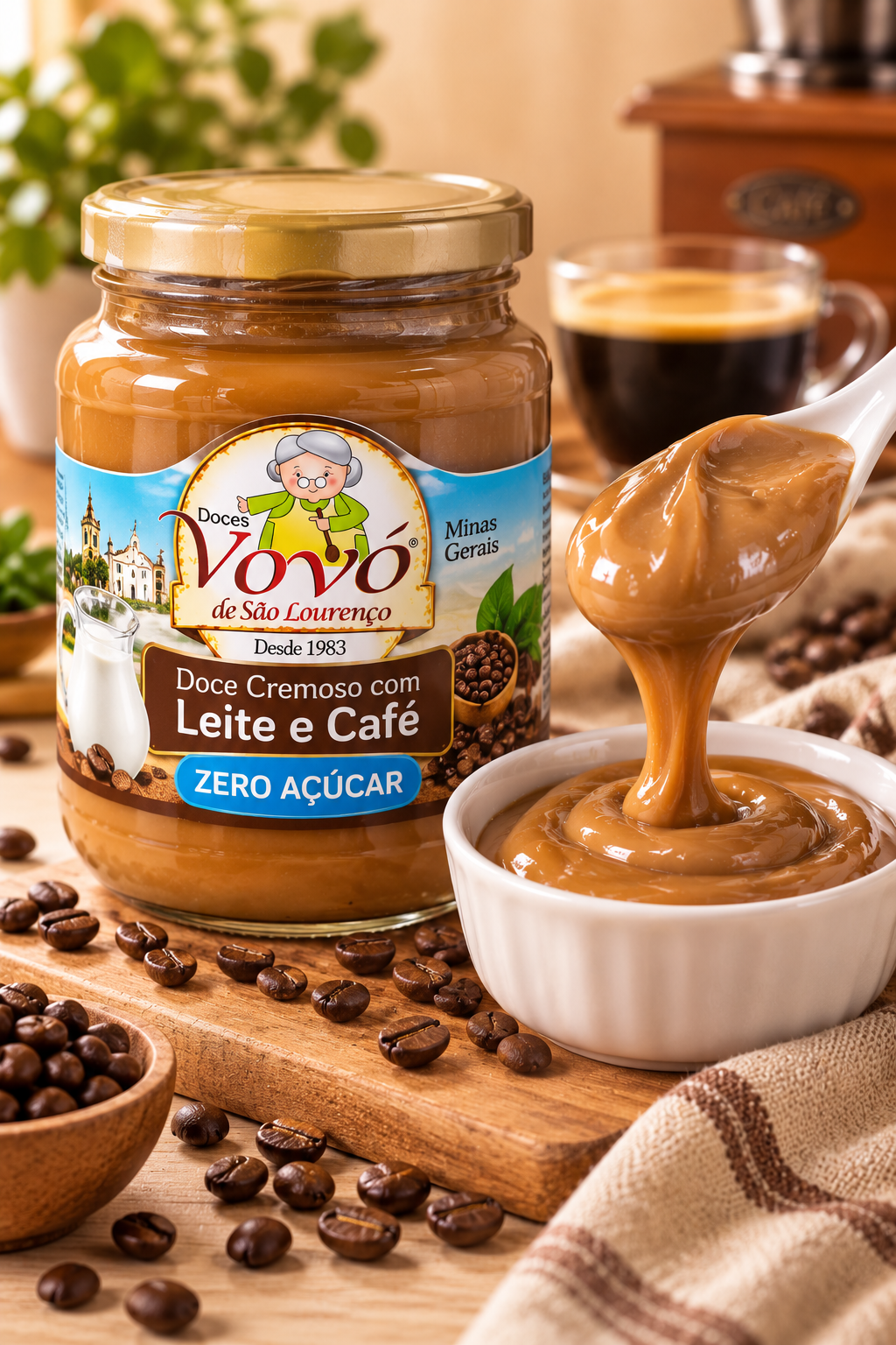 Doce cremoso com Leite e Café da Vovó Zero % Pote com 400 gramas