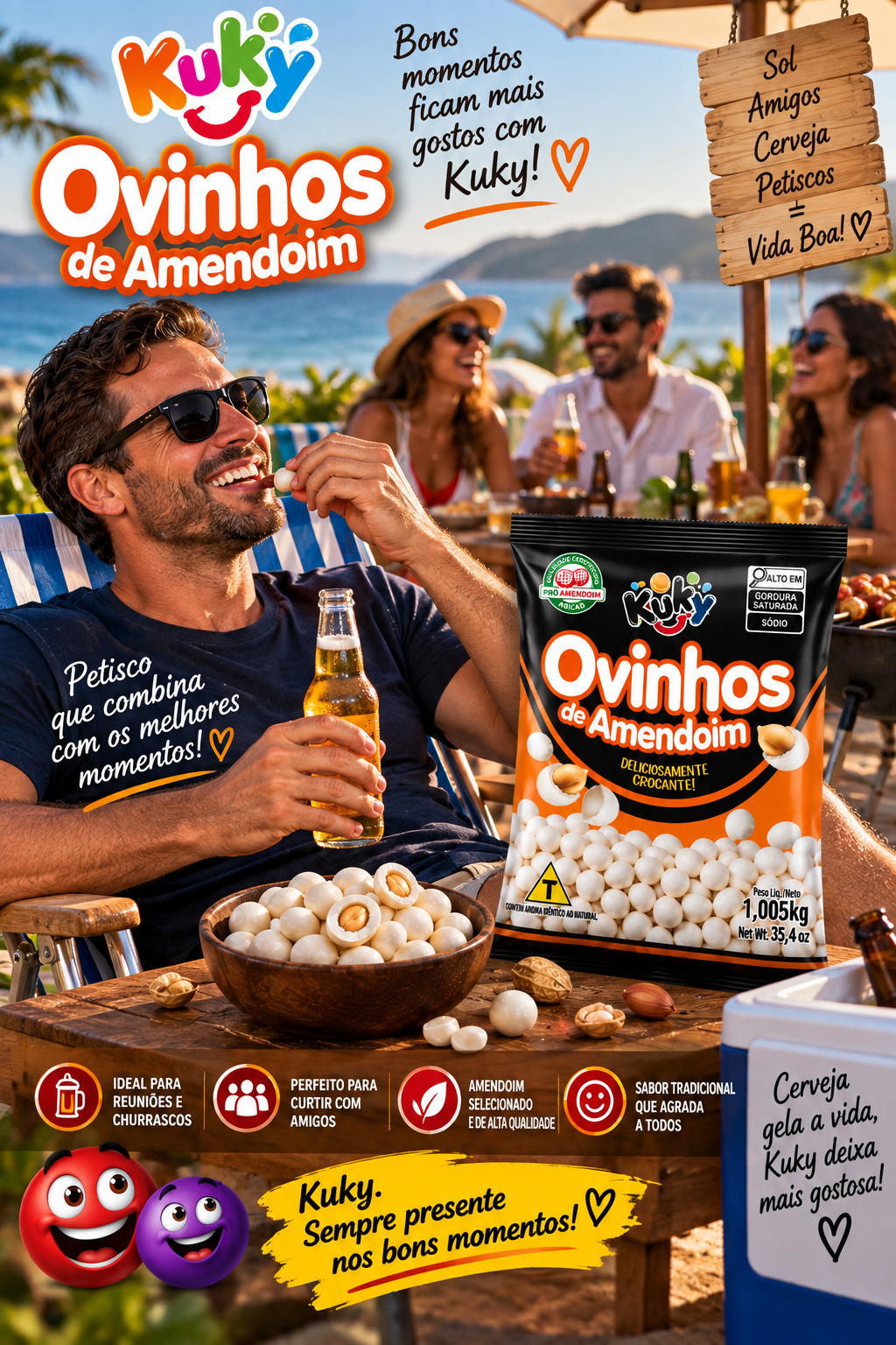 Ovinhos de Amendoim Tradicional Kuky pacote com 1 Kg