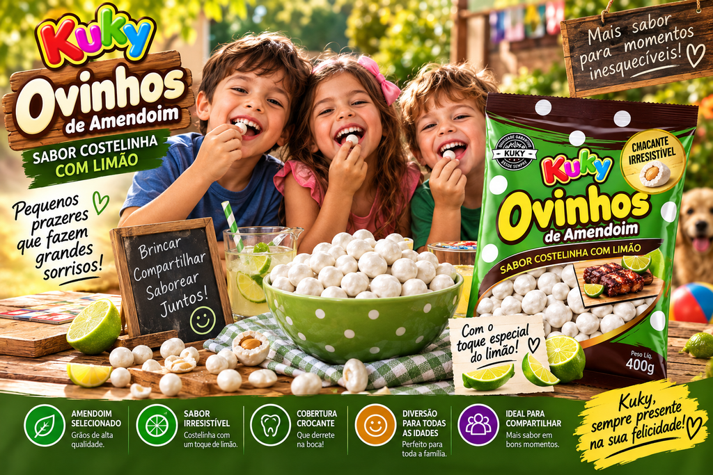 Ovinhos de Amendoim Costelinha com Limão Kuky -pacote 1 Kg