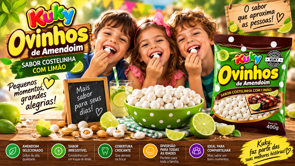 Ovinhos de Amendoim Costelinha com Limão Kuky -pacote 1 Kg