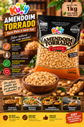 Amendoim Torrado sem Pele sem Sal Kuky - Pacote com 1Kg