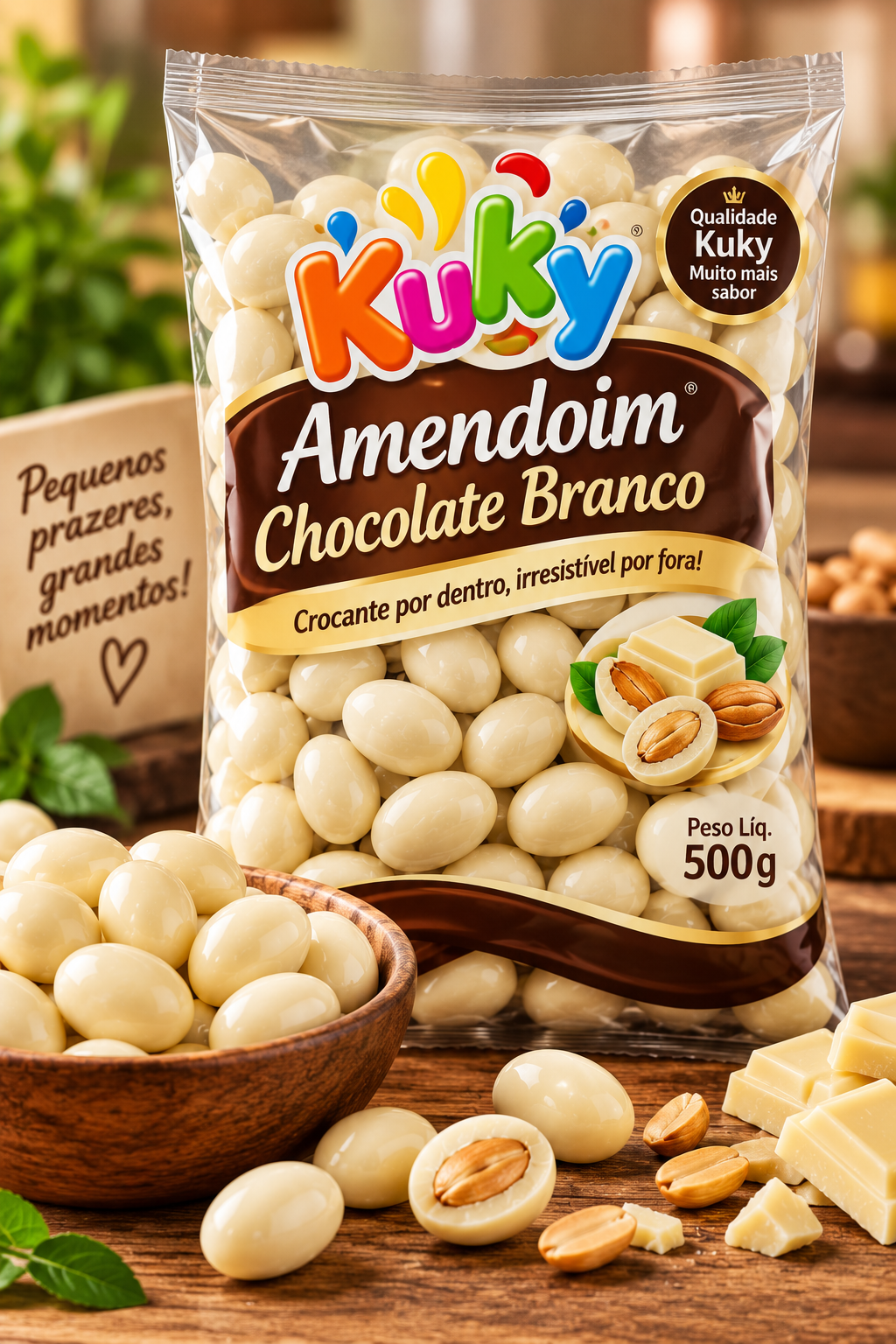Amendoim com Chocolate Branco Pacote com 500 Gramas