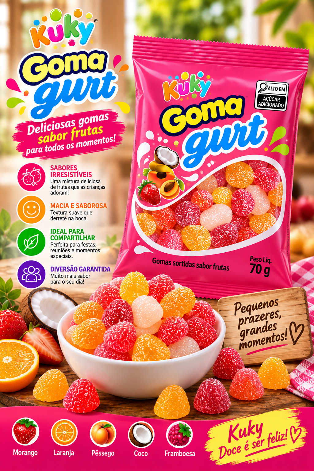 Goma Gurt Classic Kuky – Caixa com 40 Pacotes de 70g