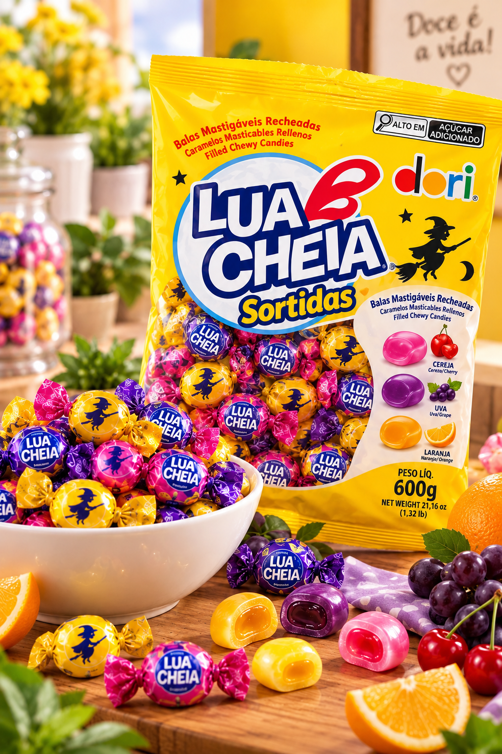 Bala Lua Cheia Sortidas Dori Pacote com 600g