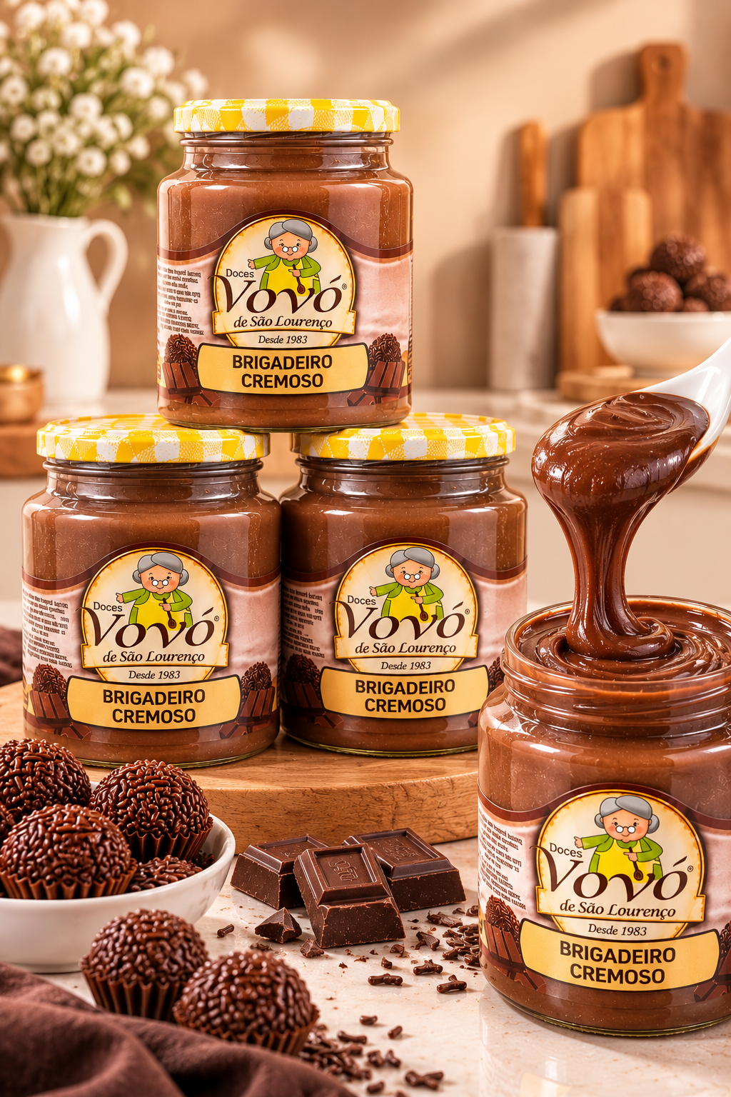 Kit 3 Brigadeiro Cremoso da Vovó - Pote de 650g - Peso Total 1.950 g