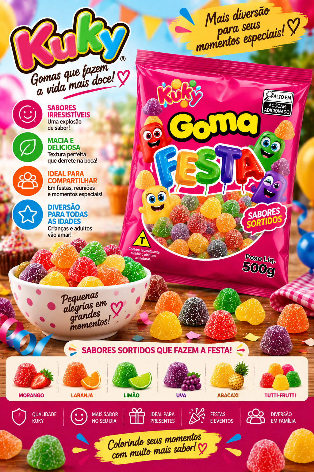Goma Festa Pacote com 500 Gramas