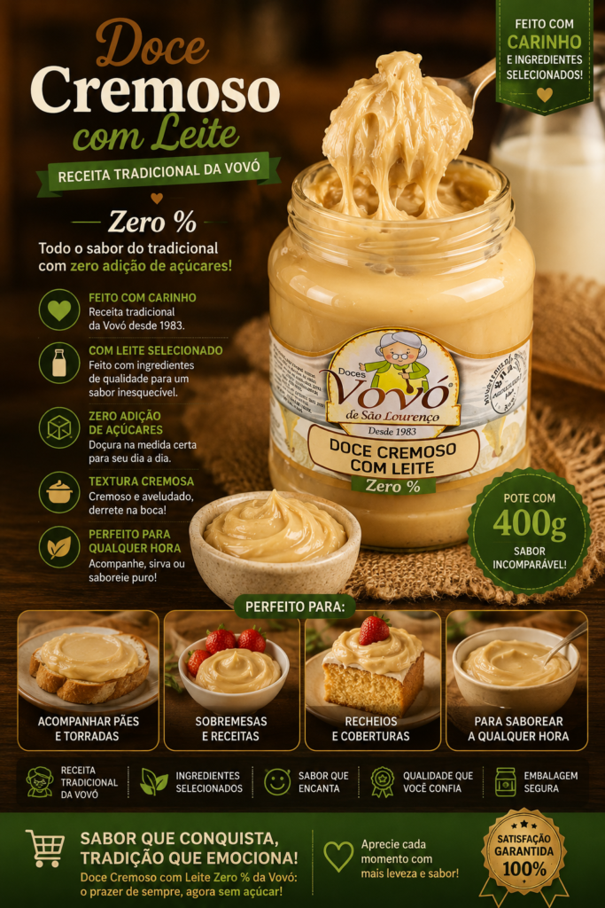 Doce Cremoso com Leite Zero % Pote com 400 gramas