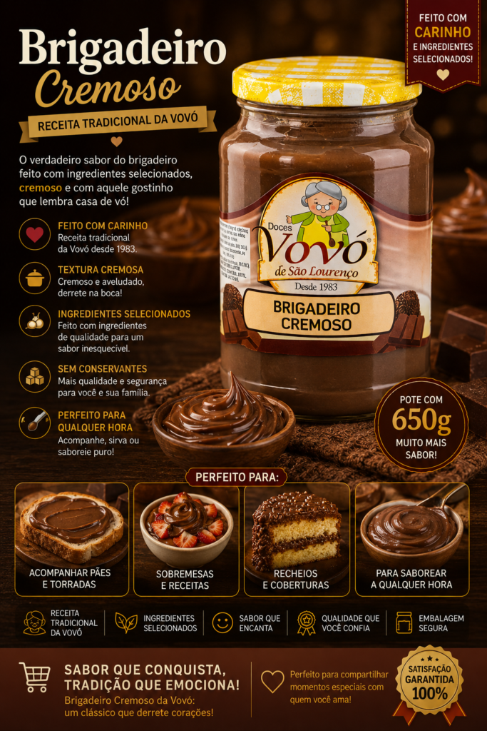 Brigadeiro Cremoso da Vovó Pote com 650 gramas