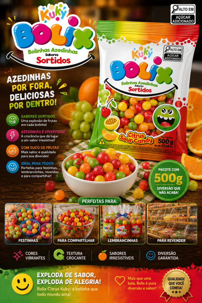 Bolix Citrus Kuky Sabores sortido -  Pacote com 500 gramas - Uma delícia