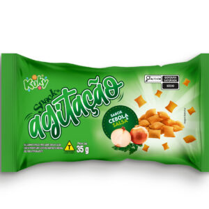 Salgadinho Agitação Sabor Cebola e Salsa Pacote com 35 gramas caixa com 20 pacotes