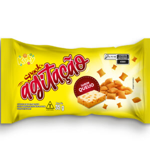 Salgadinho agitação queijo pacote com 35 gramas e caixa com 20 unidades