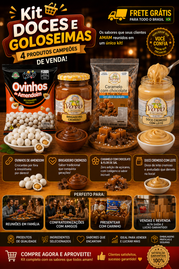Kit Doces e Guloseimas - 4 Produtos Campeões de Venda  (Frete Grátis)