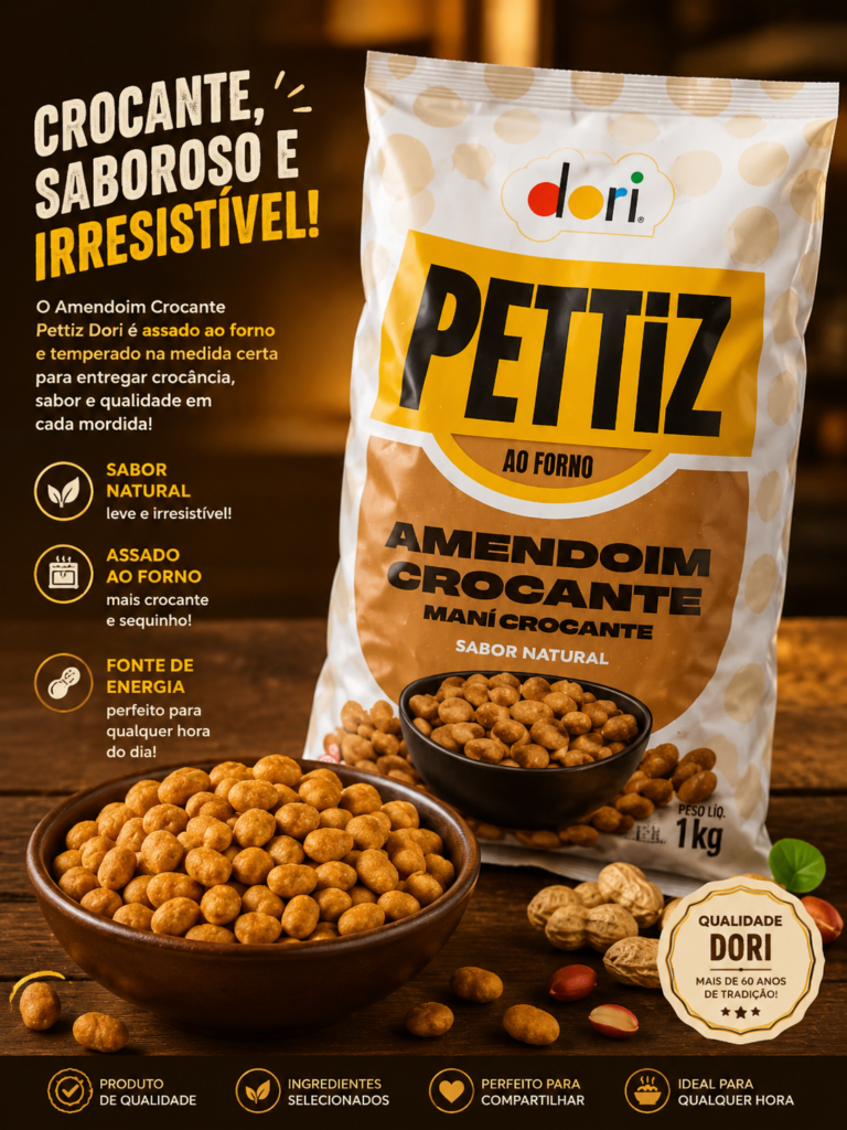 Amendoim Crocante Sabor Natural Pettiz Dori Pacote com 1 Kg