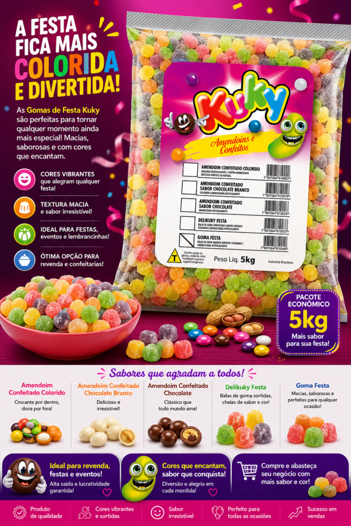 Gomas de Festa Kuky Sortidas Pacote 5kg