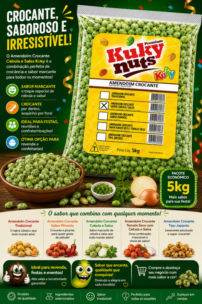 Amendoim Crocante Cebola e Salsa Kuky Pacote 5Kg