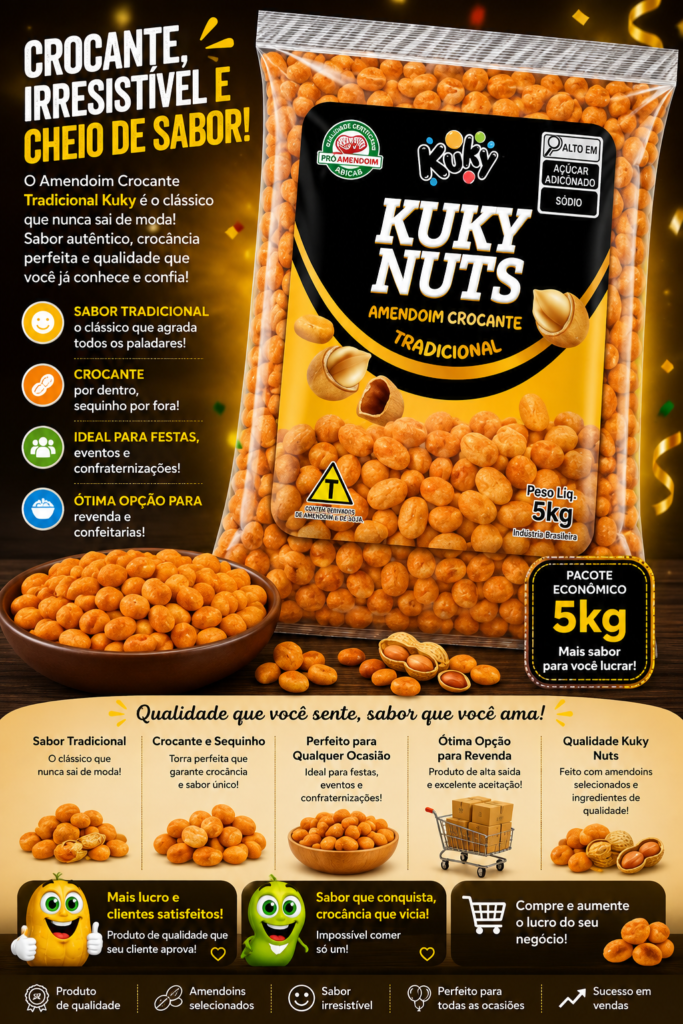 Amendoim Crocante Tradicional Kuky - Pacote 5Kg