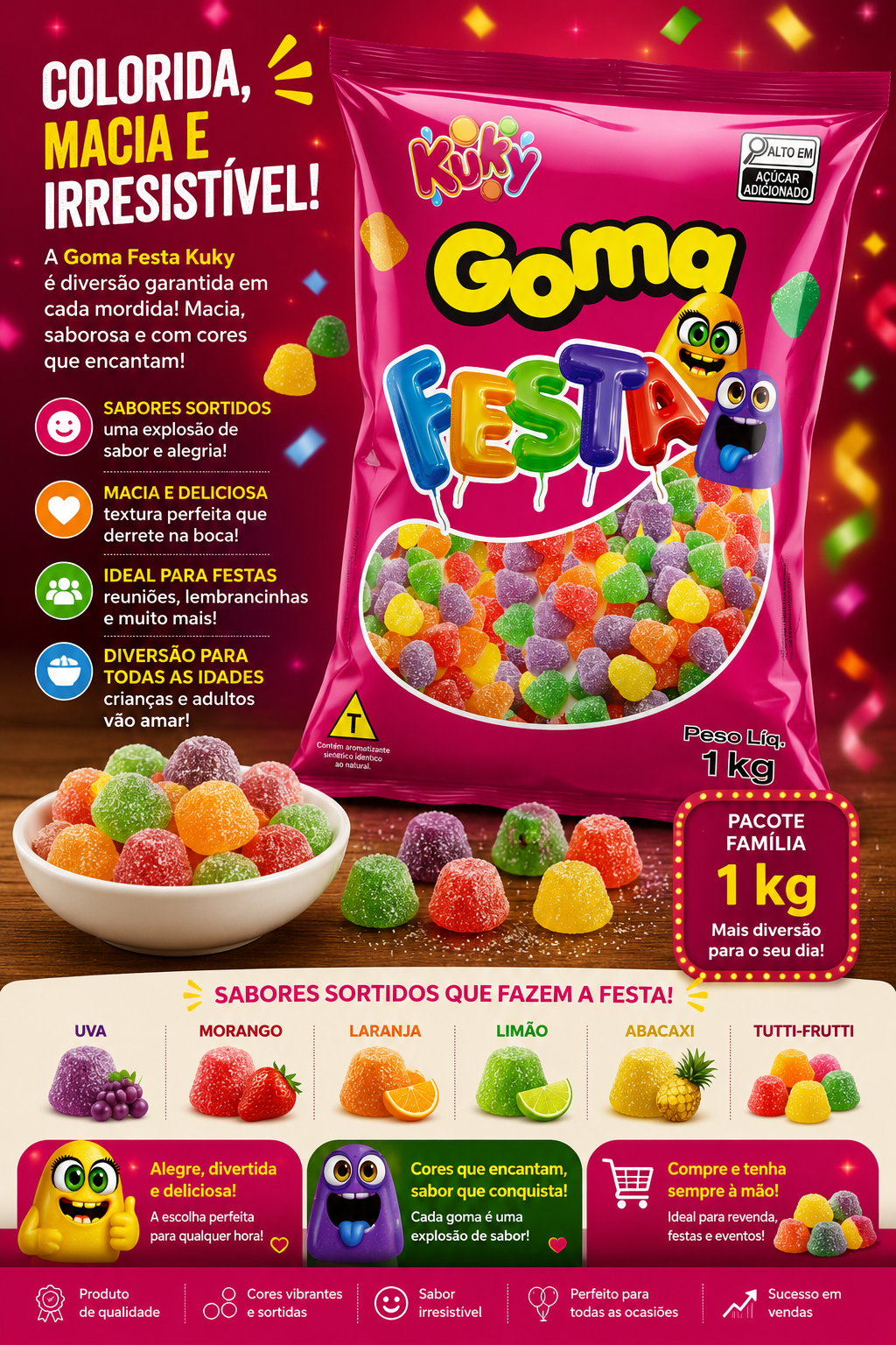 Goma Festa Kuky Pacote 1 Kilo