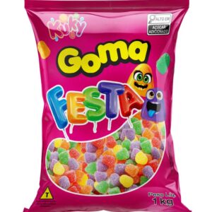 Pacote de 1kg de Bala de Goma Festa Kuky Colorida