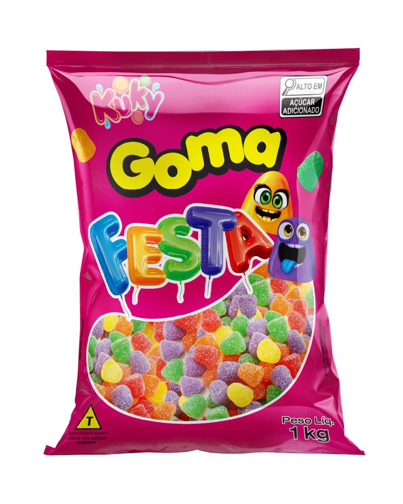 Pacote de 1kg de Bala de Goma Festa Kuky Colorida