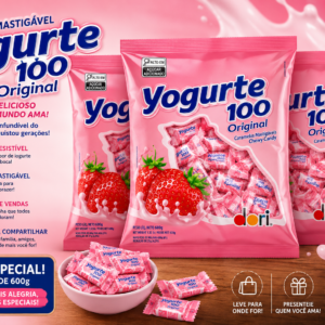 Combo 3 Pacotes Bala Mastigável Yogurte 100 Original Dori 1,8kg