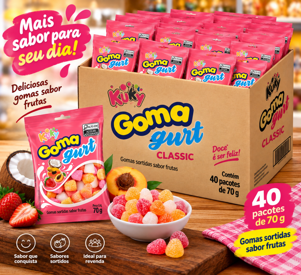 Goma Gurt Classic Kuky – Caixa com 40 Pacotes de 70g