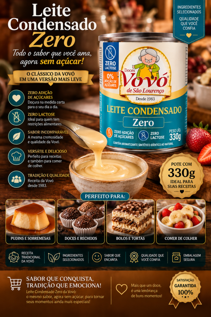 Kit de Três Leite Condensado da Vovó Zero - 330g cada- Total 990g
